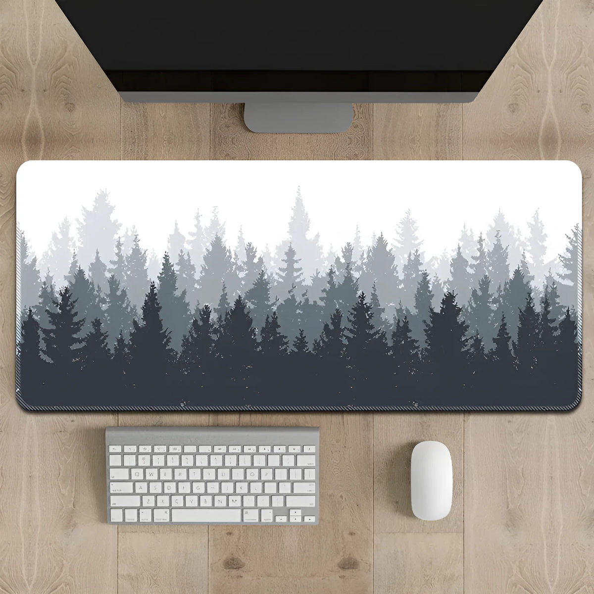 Chinese ink painting pattern mouse pad on wooden desk with natural rubber non-slip base