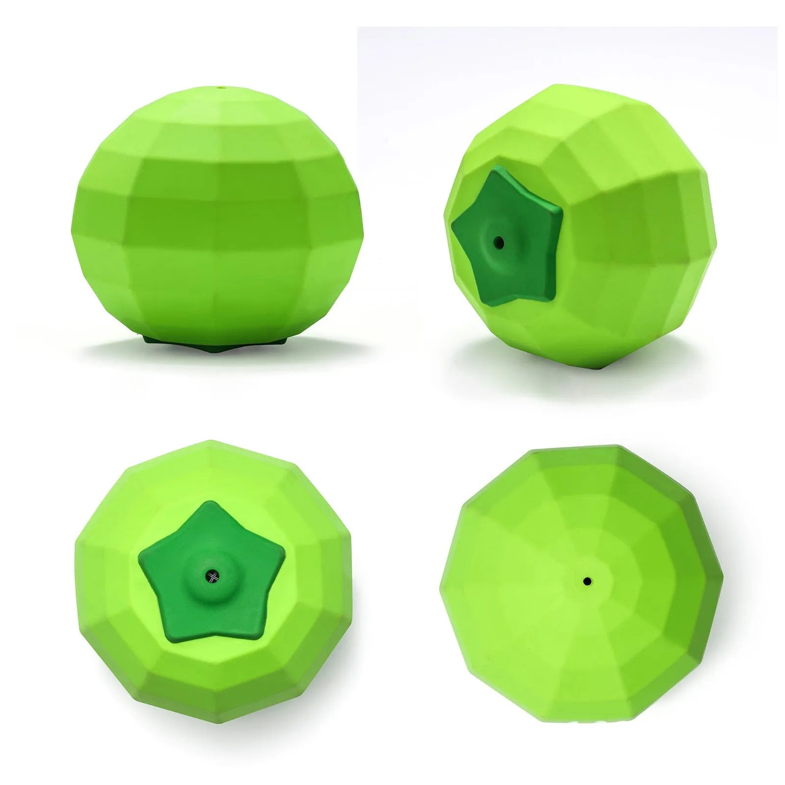 Green natural rubber dog ball with squeaker for large breed aggressive chewers