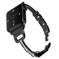 Apple Watch compatible smart watch with D-shaped metal diamond strap in multiple colour options