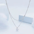 Double-layer sterling silver necklace with S925 pendant on pearl chain in silver colour