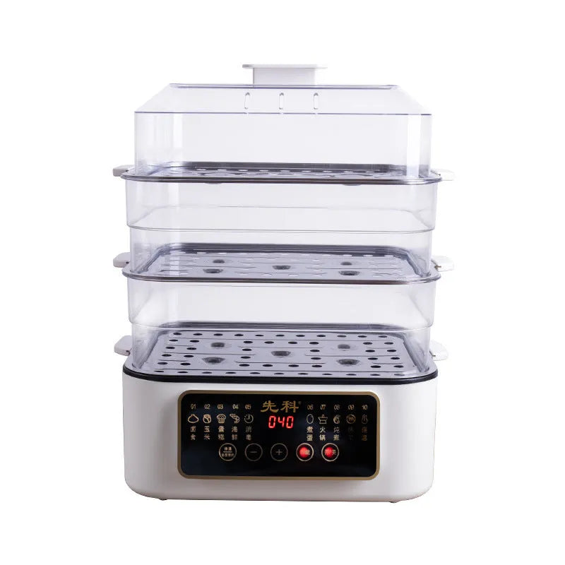28 litre electric kitchen steamer with stainless steel construction and automatic water measurement