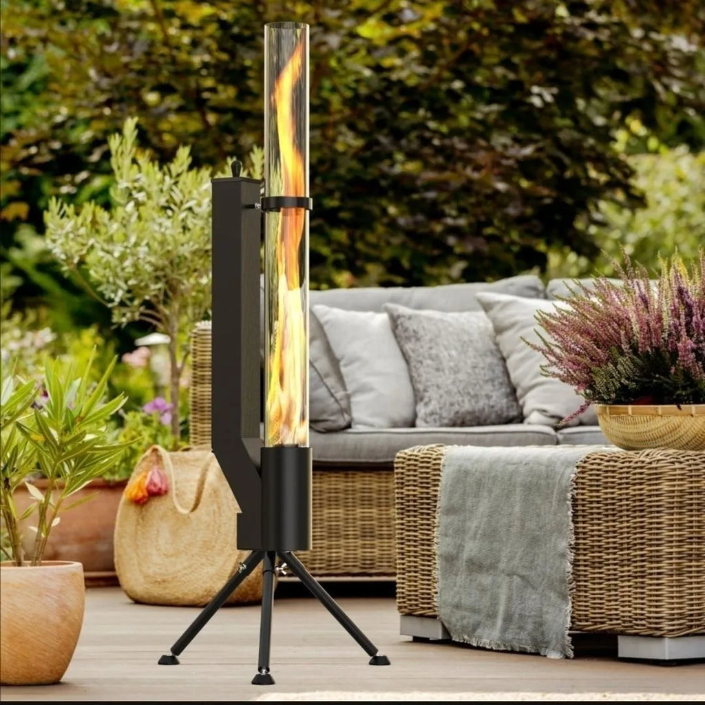 Vertical iron rocket furnace wood burning stove for courtyard heating with humidification function