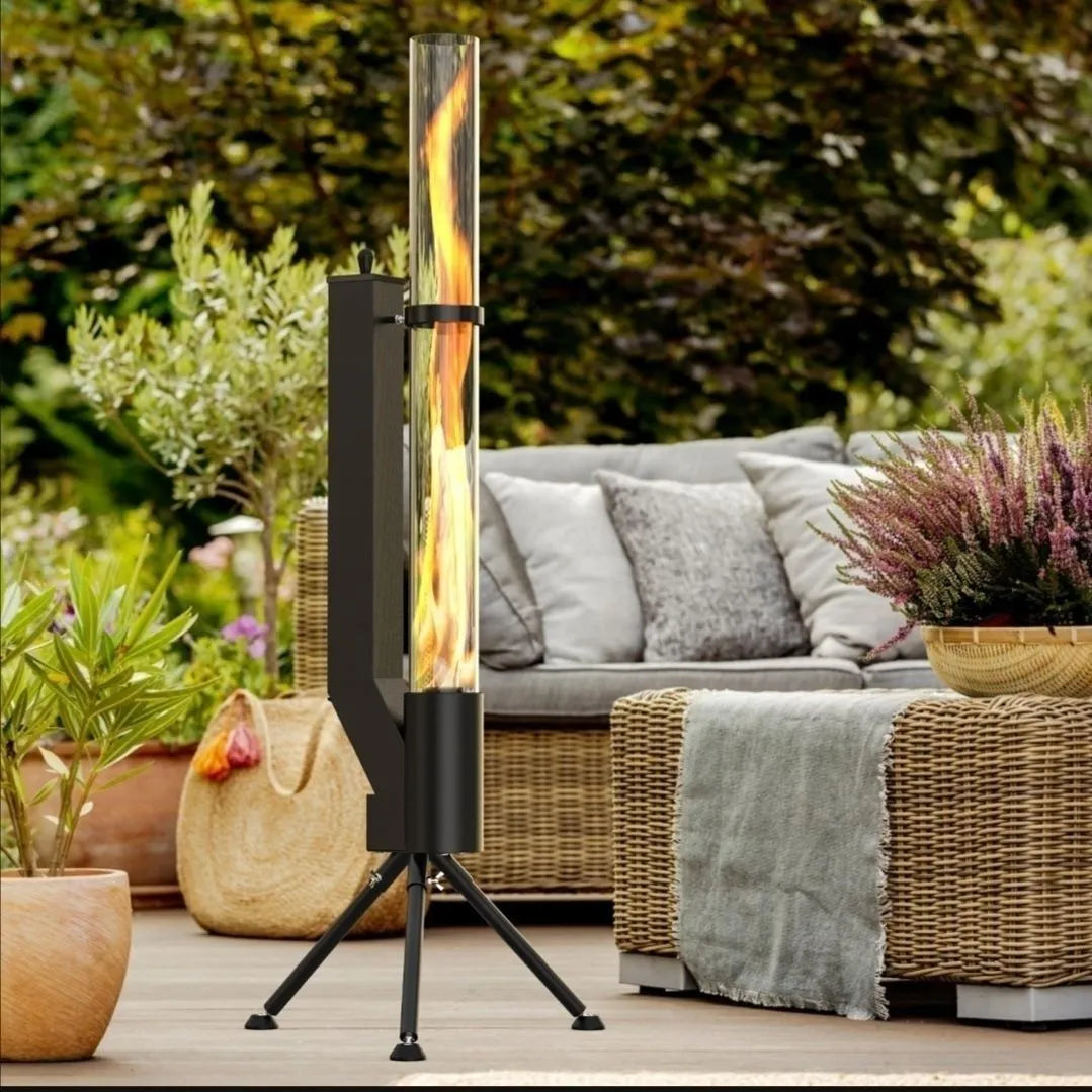 Vertical iron rocket furnace wood burning stove for courtyard heating with humidification function