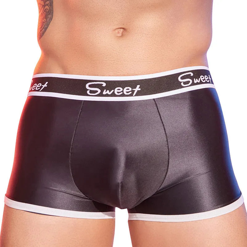 Men's nylon boxers in black, white, and sapphire blue colours, free size fit
