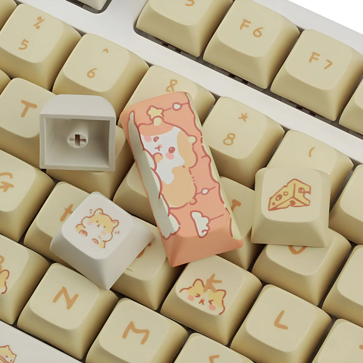 XDA profile mechanical keyboard keycaps in mouse grey and yellow colours for 68-100 key layouts
