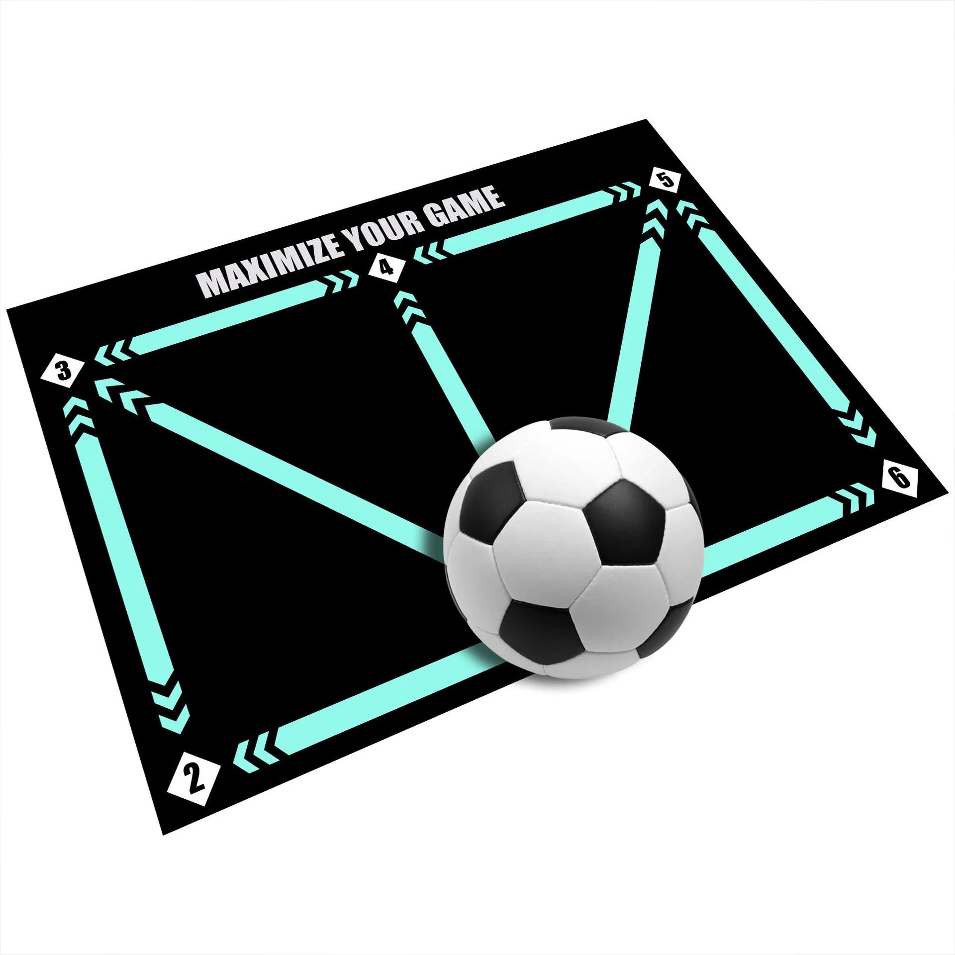 Indoor football training mat with rubber surface for skill practice exercises