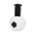Orange and white TPR rubber dog toy ball showing hollow and dental stick design options
