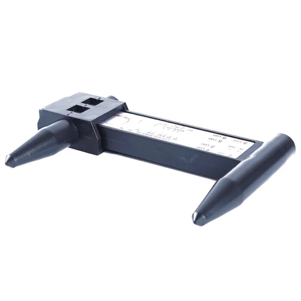 Digital electronic caliper hole distance ruler for measuring wheel hub modifications.