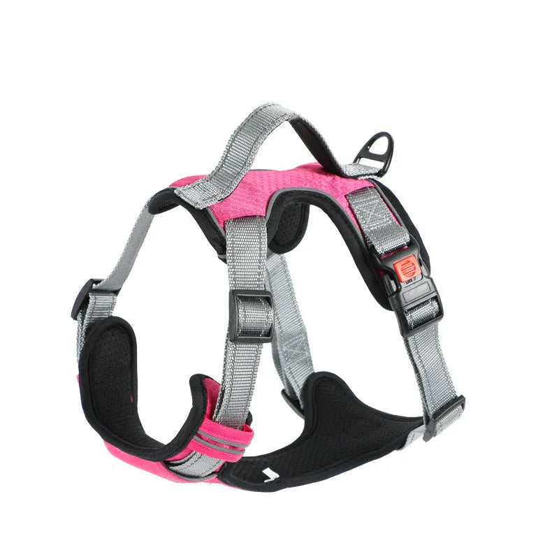 Polyester dog chest strap vest with optional hand-held rope in various colours for medium to extra-large dogs