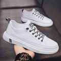 Men's casual white summer shoes with round toe and flat bottom low heel design