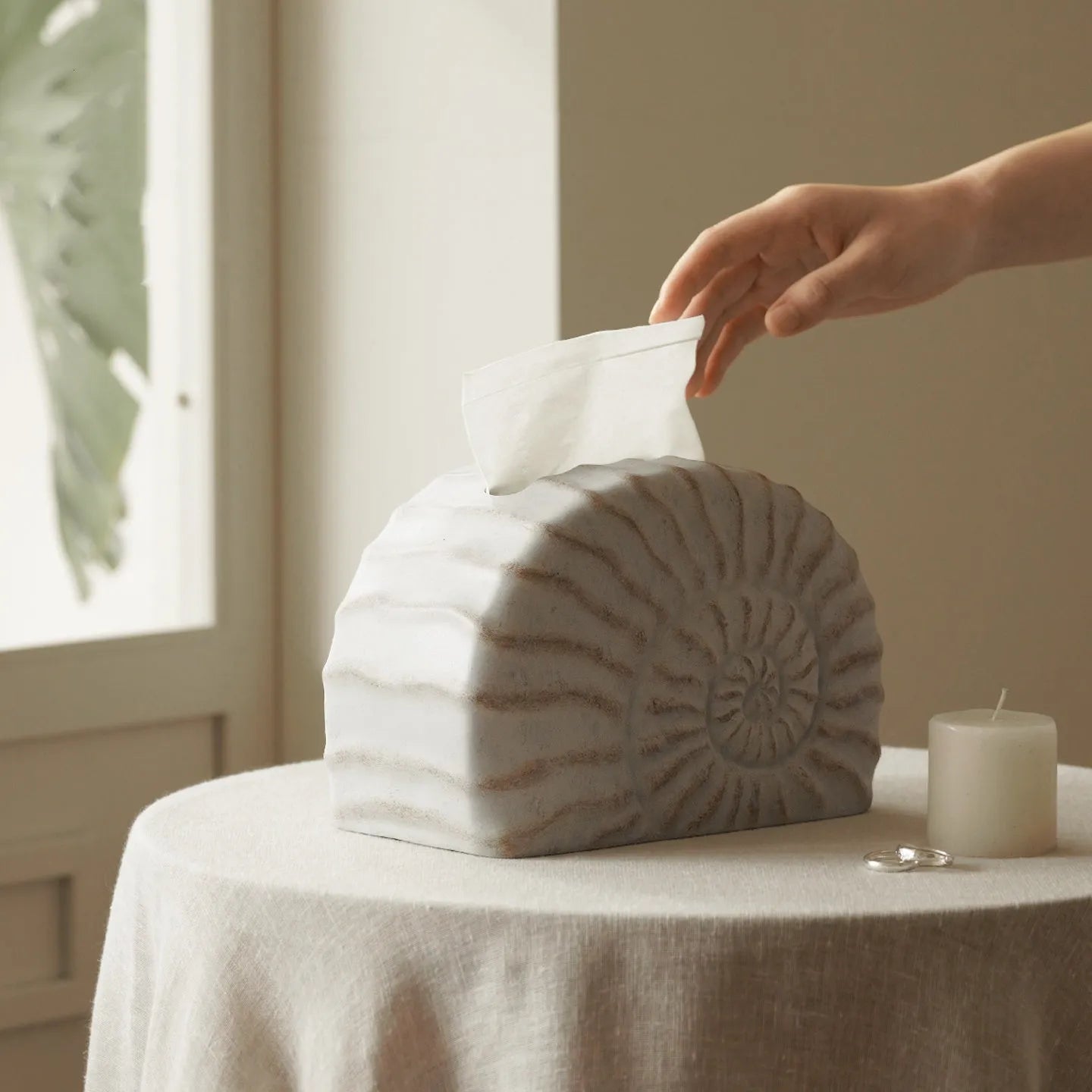 Conch ramble resin tissue box decoration in modern simplicity style