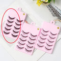 Pack of 15 pairs of natural wispy manga false eyelashes on black plastic bands for cosplay.