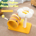 Yellow cat climbing frame with sisal scratching board and tunnel, dimensions 46x36x25cm