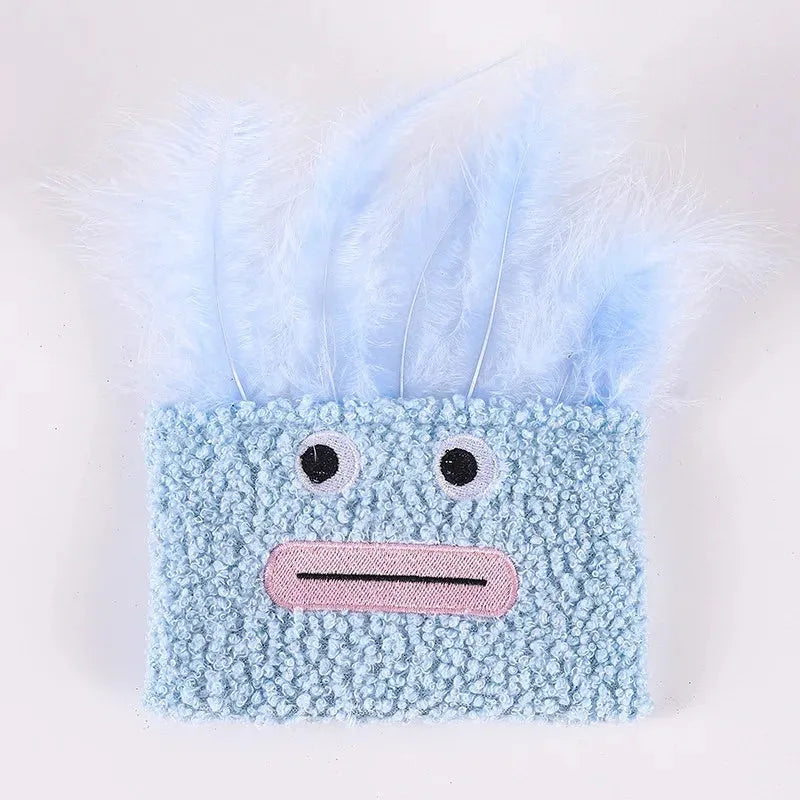 Big mouth explosion head shaped catnip plush toy in four colour options for cats