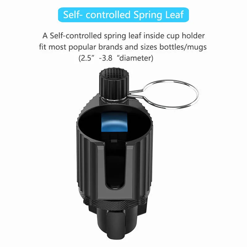 Green car cup holder expansion rack organising kettle and mobile phone alongside drinks