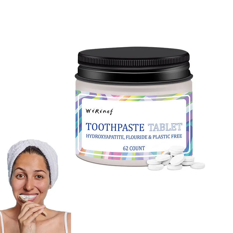 Pack of 62 solid mint toothpaste tablets for portable chewing cleaning