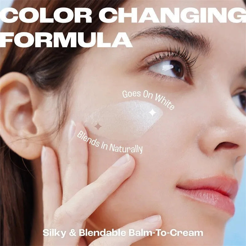 Cream foundation stick with a removable brush head in light, medium, and natural shades.
