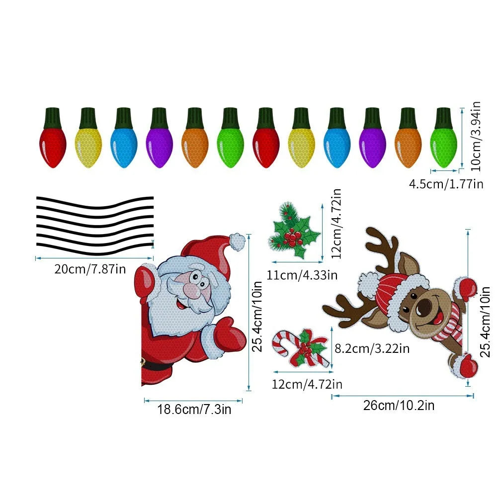 Christmas elk reflective magnetic sticker with cartoon design in medium size