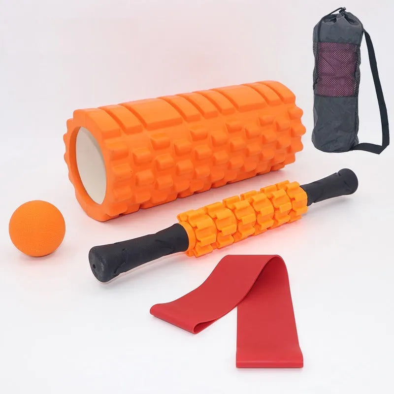 Black six-piece foam massage roller measuring 33cm length for fitness and health applications