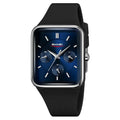 Square silicone waterproof watch for girls in white rose gold colour showing 10.8mm thickness