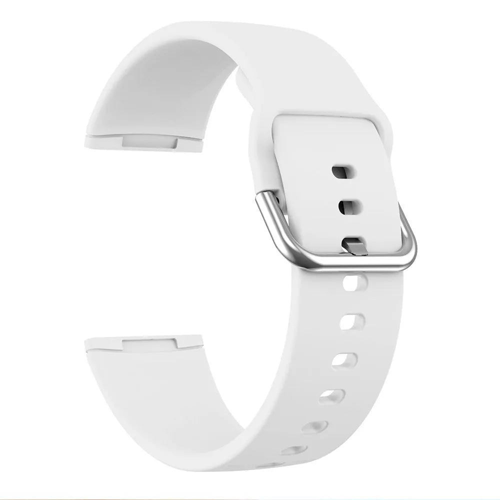 Fitbit Versa 3 and Sense 2 silicone replacement strap with silver buckle in one of twelve colour options.