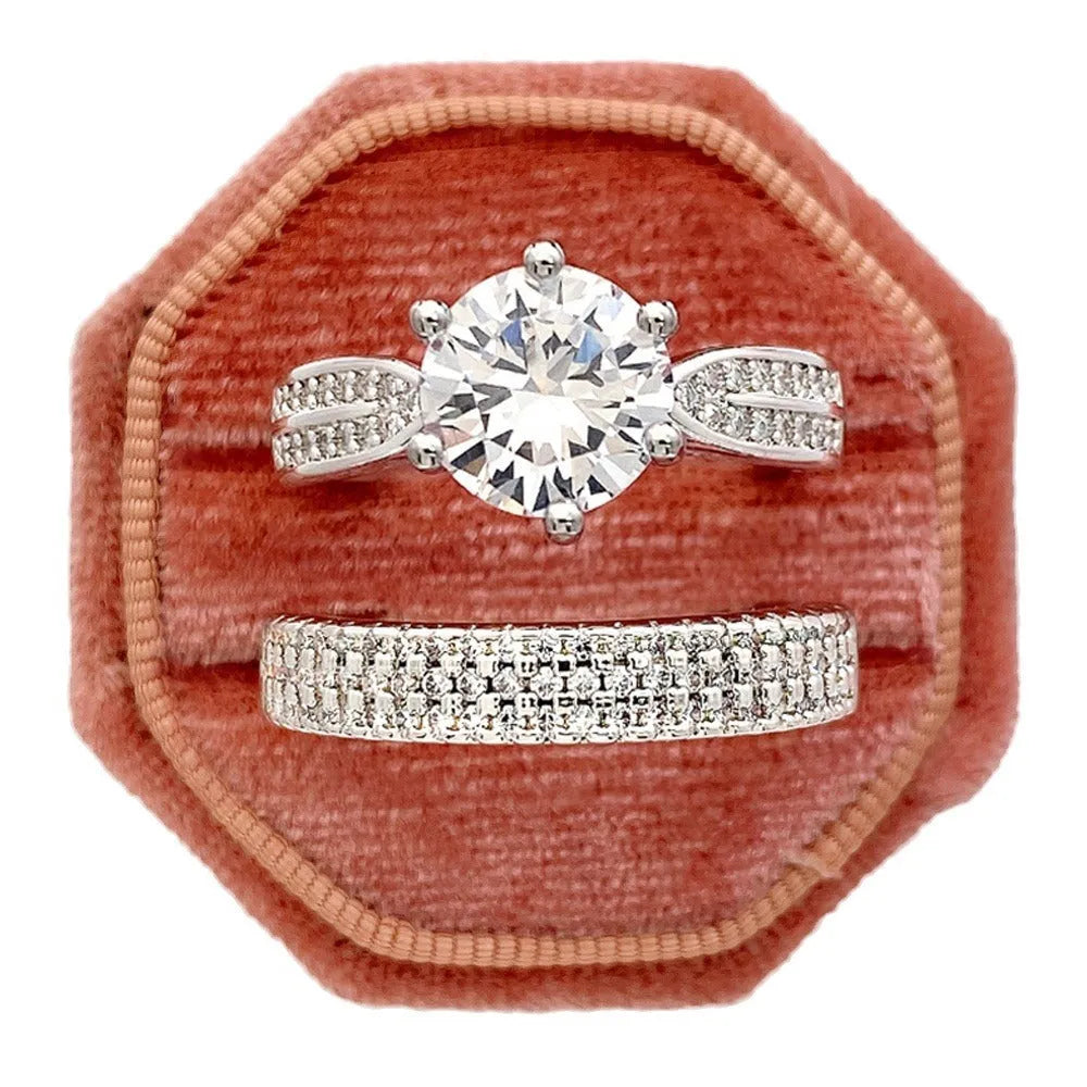 White gold colour alloy wedding ring bracelet with geometric round design