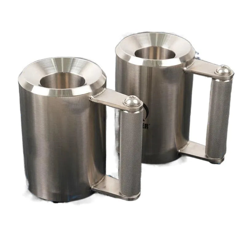 Silver stainless steel dumbbell cup overload weight plate showing 8kg cast iron construction