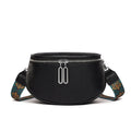 Women's soft PU leather messenger bag in saddle shape with single strap and zipper pocket
