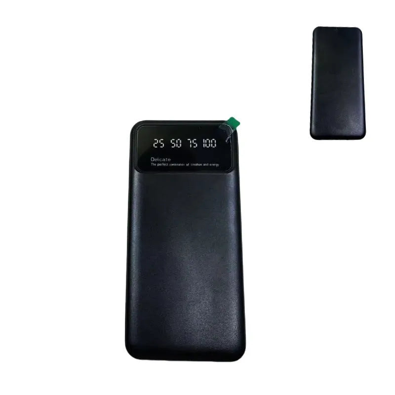 Black ultra-thin 10000mAh power bank showing compact 67x140mm dimensions