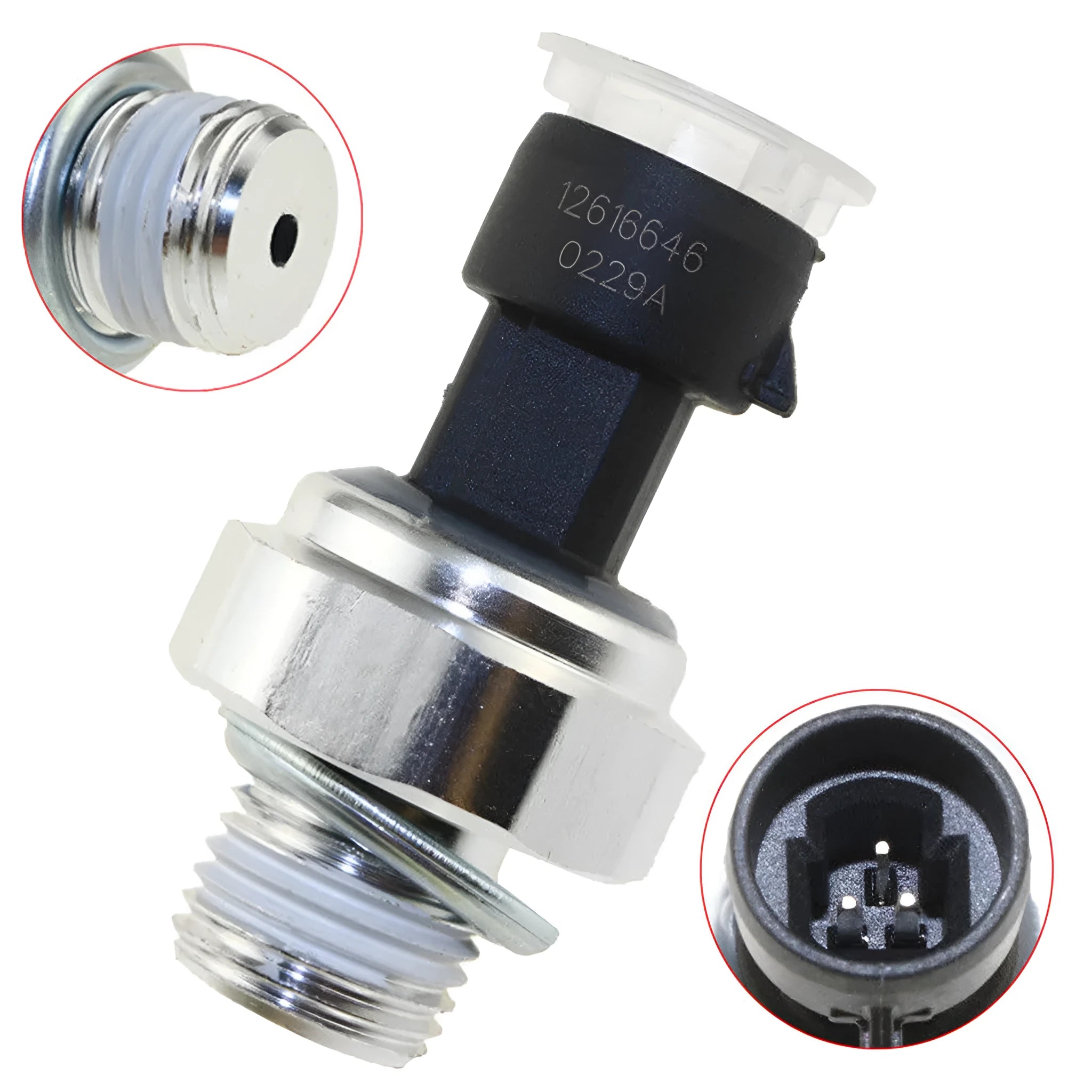 Automotive oil pressure sensor for Buick and Chevrolet vehicles with multiple part numbers