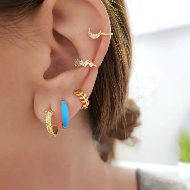 Geometric U-shaped oval earrings with colour epoxy finish in seven colour options