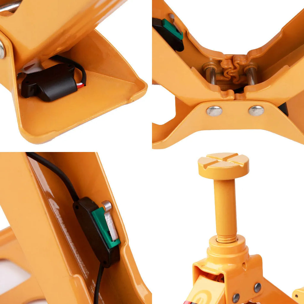 Yellow electric car jack set with electric wrench and socket components