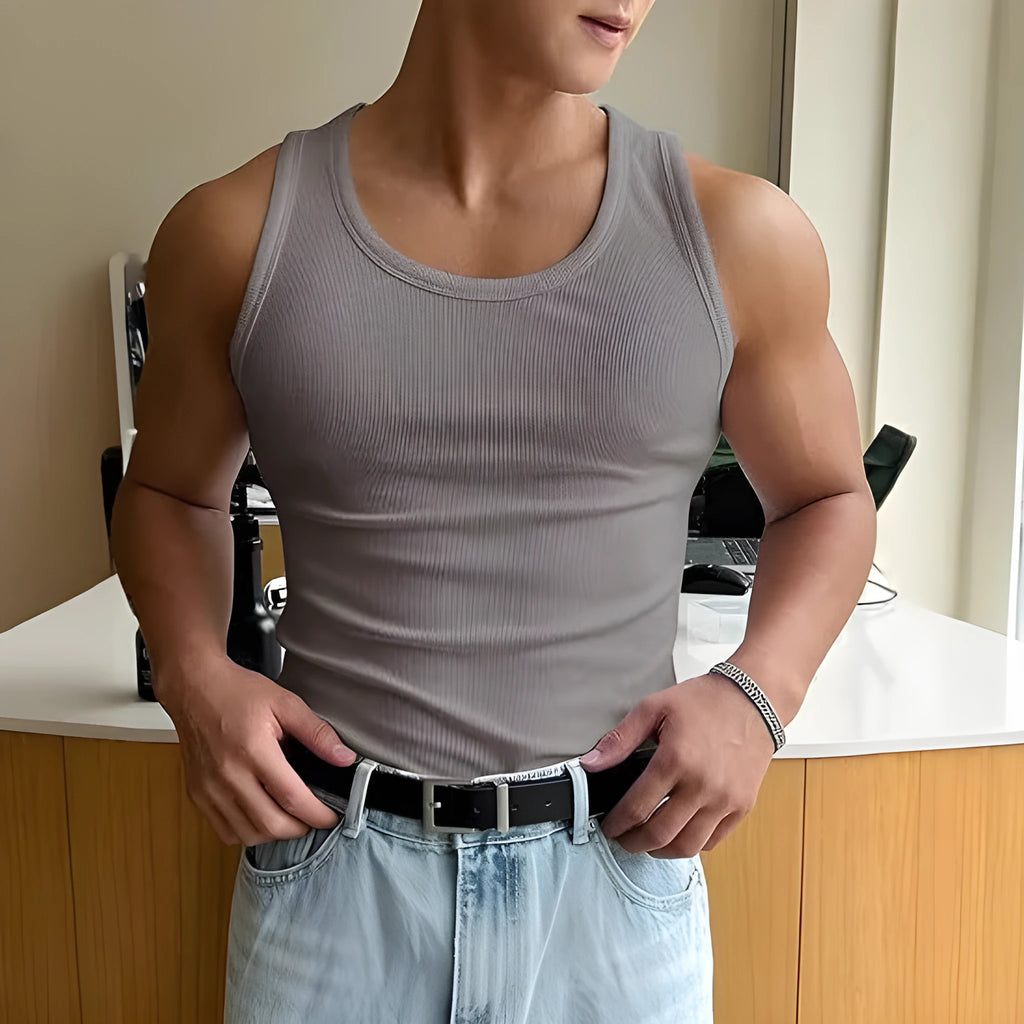 Men's tight fit round neck polyester sports t-shirt shown in one of six available colours.