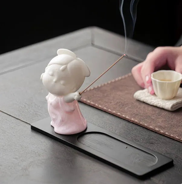 Ceramic female court attendant incense burner decoration in cute fresh style ornament