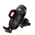 Auto lock car phone holder mounted on car air vent showing black grey colour option