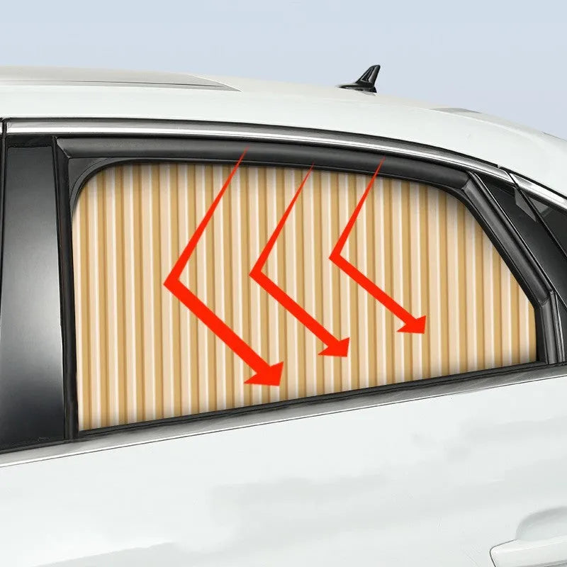 Retractable car sunshade curtain in roller shutter design with thick opaque cloth material