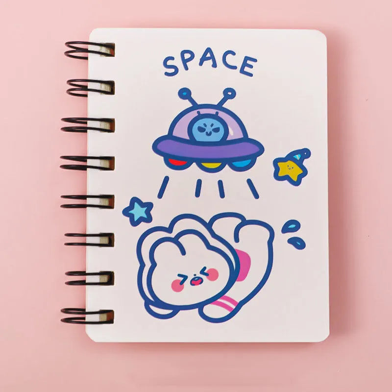 Astronaut portable pocket flipper notebook measuring 10.5 by 8cm with space-themed cover designs