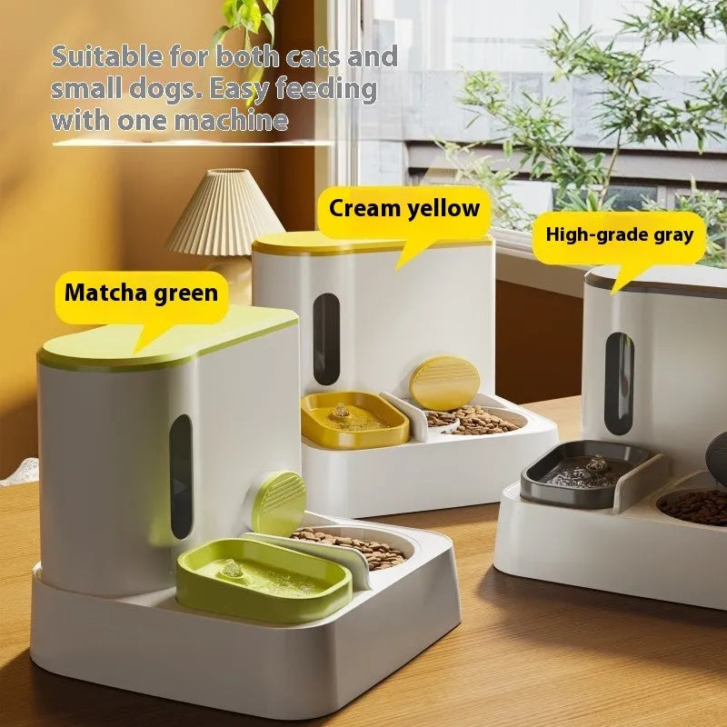 Automatic cat feeder water dispenser with integrated double bowl in choice of colours