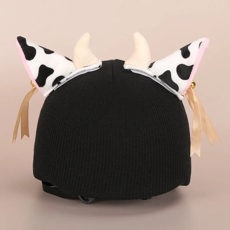 Cartoon character plush fabric helmet ear decoration cover for medium-sized helmets.
