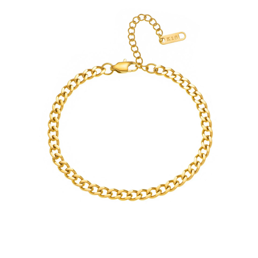Gold plated titanium steel necklace with the letter A pendant on a 40.5cm chain.