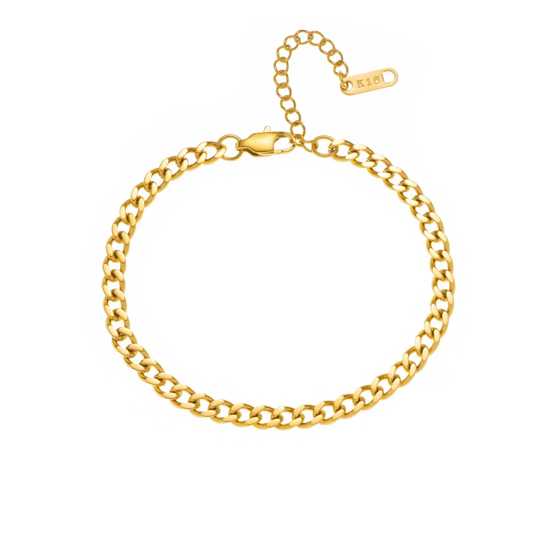 Gold plated titanium steel necklace with the letter A pendant on a 40.5cm chain.