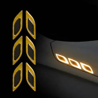 Blue and yellow reflective warning tape strips for car bumpers measuring 17mm width