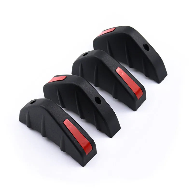 Black and carbon fibre universal 15cm triangle rear car spoiler with adhesive and screws.