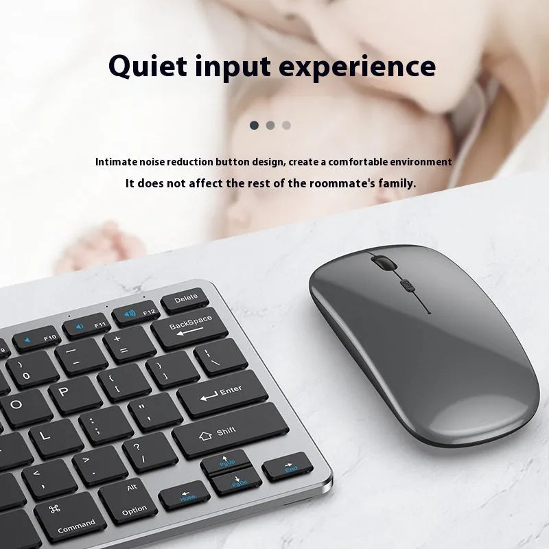 Ultra-thin wireless keyboard and mouse combo in black, gun colour, or silver with receiver and keyboard cover
