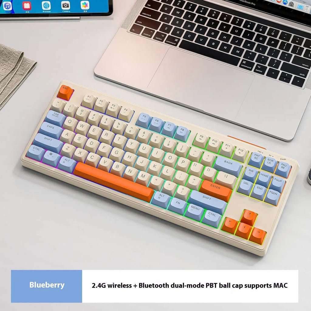 Wireless Bluetooth dual mode mechanical feeling keyboard with compact design and USB receiver