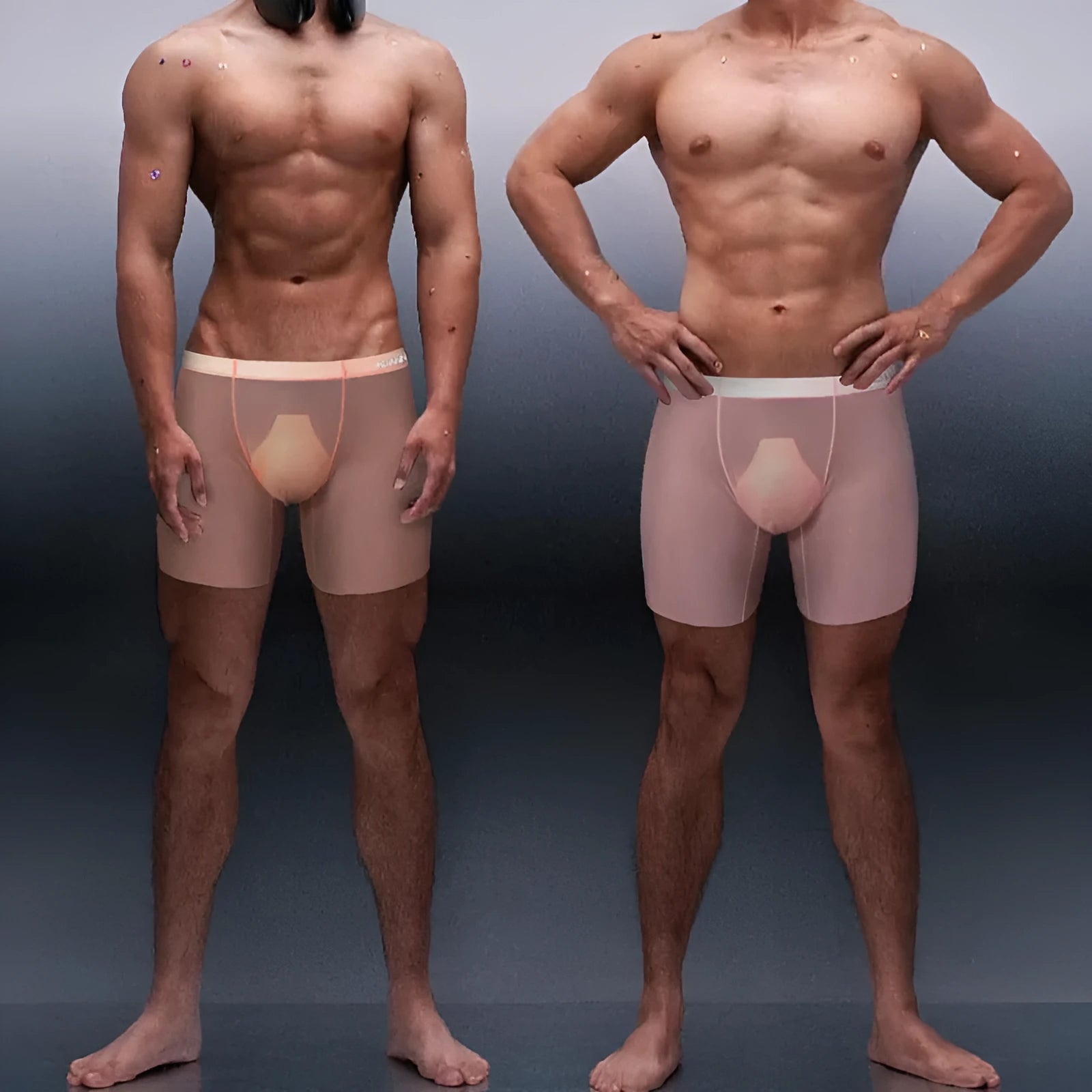 Men's seamless sports boxer shorts in nylon fabric with hip-lifting design