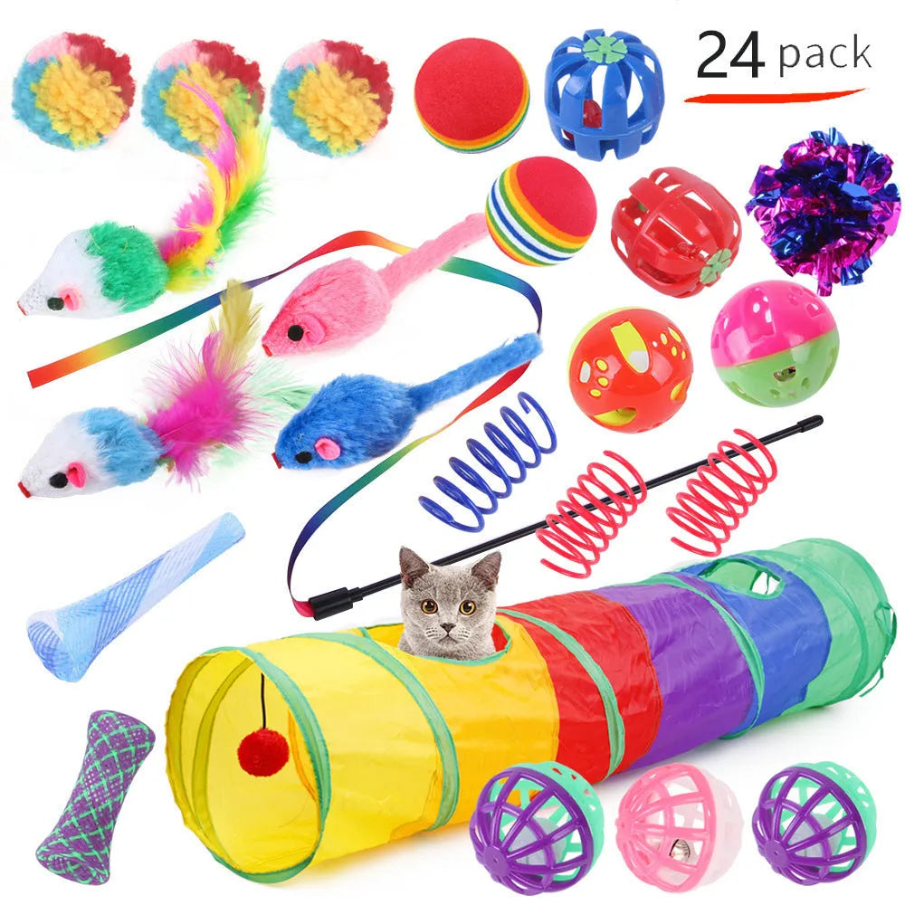Plastic cat channel toy maze with colourful tracks and accessories for feline play
