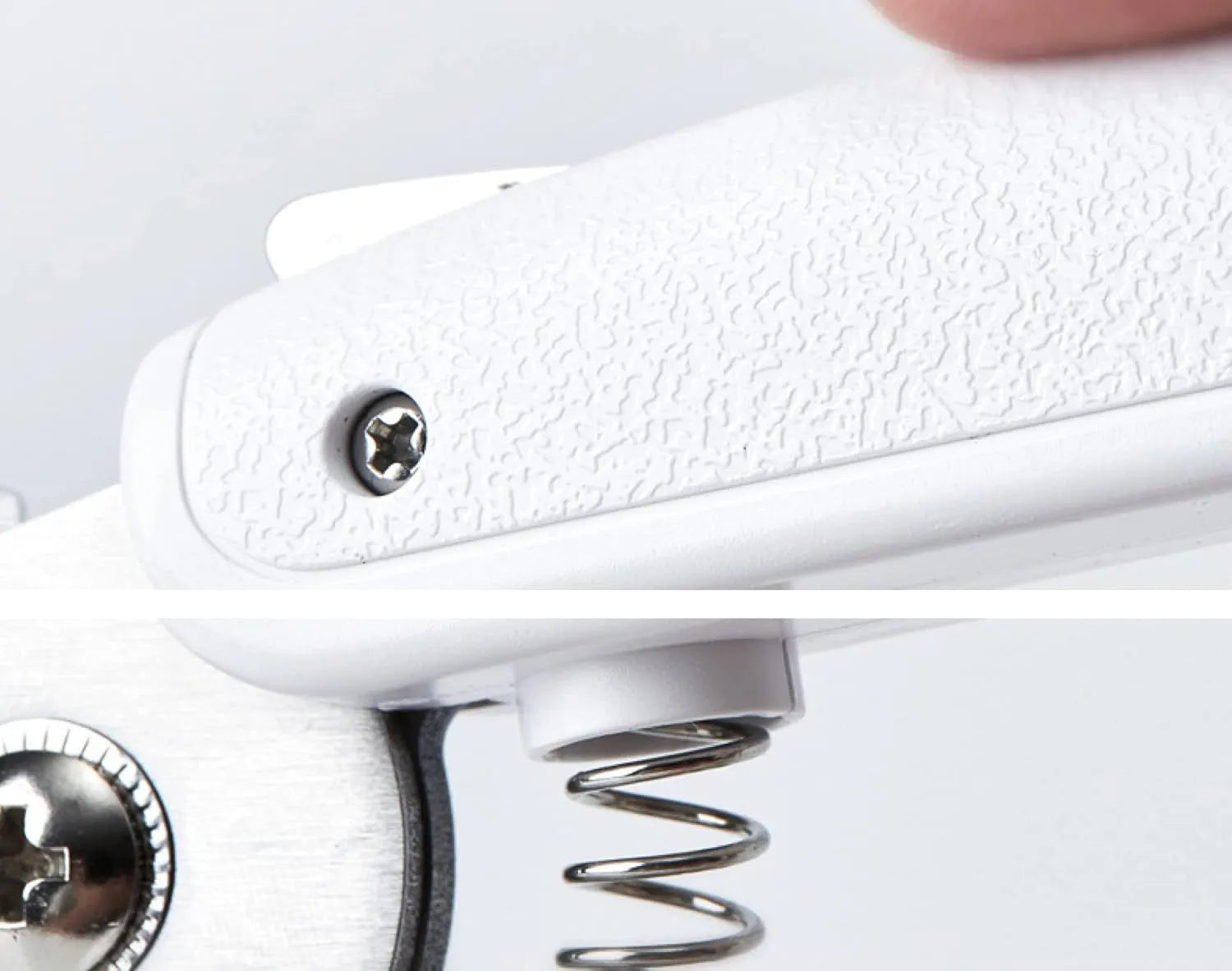 White LED pet nail clipper with a transparent anti-splash guard and a nail file on a white background.