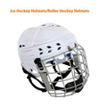 Ice hockey helmet with carbon steel face mask in multiple sizes for head protection