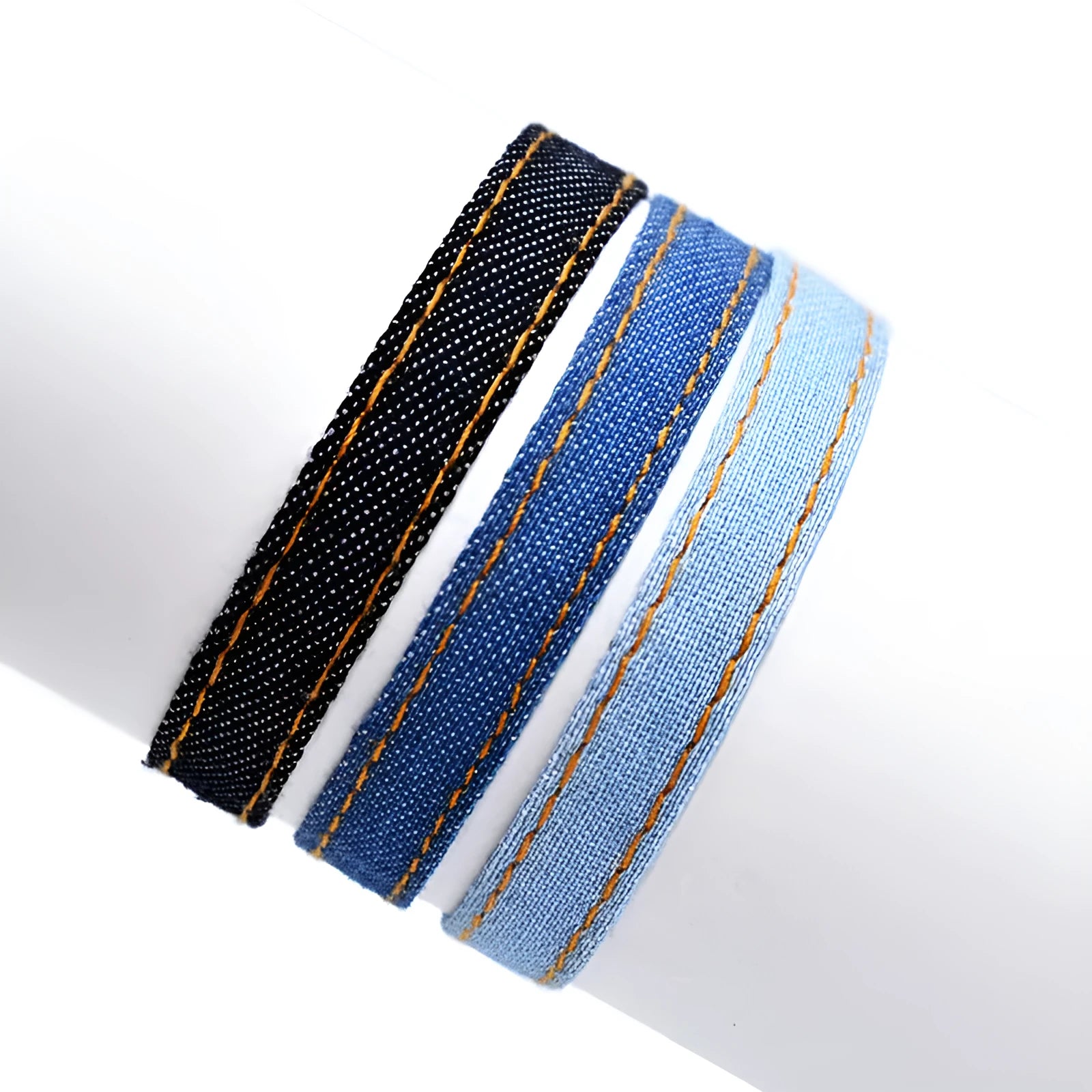 Denim fabric carrying strap bracelet with national style design in various colour options